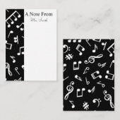 白黒ミュージックノートミュージシャン ノートカード (正面/裏面)