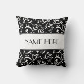 白黒ミュージックハートカスタム装飾用クッション クッション (正面)