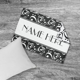 白黒ミュージックハートパターン 枕カバー