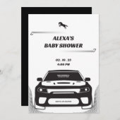白黒ムスタンカーベビーシャワー招待状 招待状 (正面/裏面)