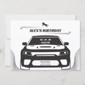 白黒ムスタンカー誕生日 招待状 (正面)