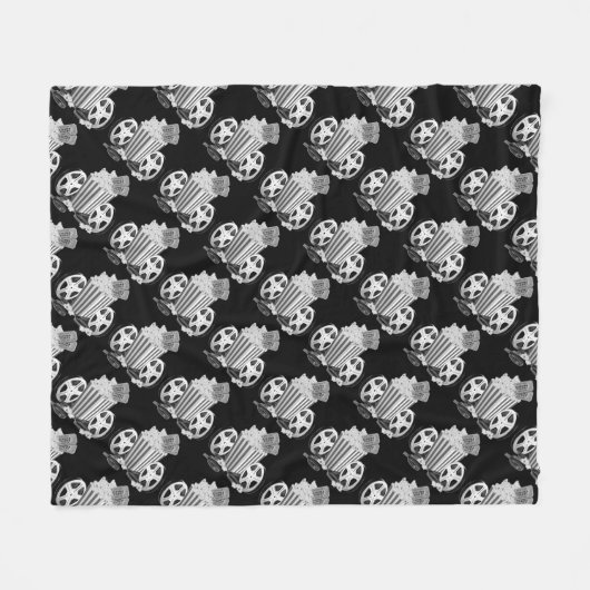 白黒ムービークラシックビーンビュー フリースブランケット (正面(横))