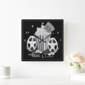 白黒ムービークラシック スクエア壁時計 (ホーム)