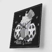 白黒ムービークラシック スクエア壁時計 (傾斜)