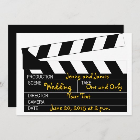 白黒ムービーテーマ結婚式招待状 招待状 (正面/裏面)