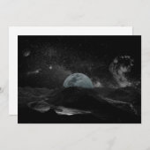 白黒ムーンナイトスカイマウンテン銀河系ポス 招待状 (正面/裏面)