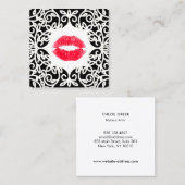 白黒メイクアップアーティスキスをするトレッドリップスクエア スクエア名刺 (正面/裏面)