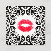 白黒メイクアップアーティスキスをするトレッドリップスクエア スクエア名刺 (正面)