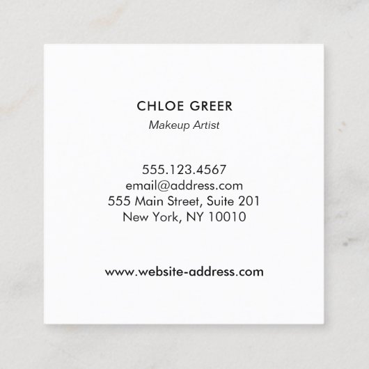 白黒メイクアップアーティスキスをするトレッドリップスクエア スクエア名刺 (裏面)