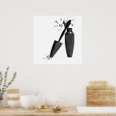 白黒メイクアップ美しいマスカラファッション ポスター (キッチン)