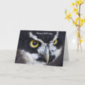白黒メガネフクロウ誕生日 カード (黄色い花)
