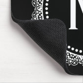 白黒メダリオンカスタムイニシャル マウスパッド (コーナー)