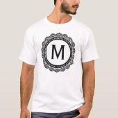 白黒メダリオンカスタムイニシャル Tシャツ (正面)