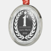 白黒メダル賞1位 メタルオーナメント (左)