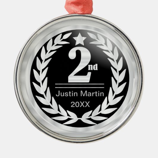 白黒メダル賞2位 メタルオーナメント (正面)