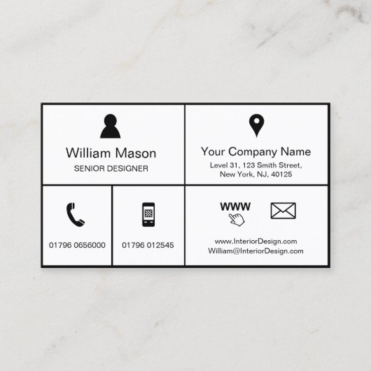 白黒メトロスタイルデザイン – 名刺 (正面)