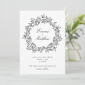 白黒メドウガーデンラインアートワイルドフラワー 招待状 (スタンド正面)