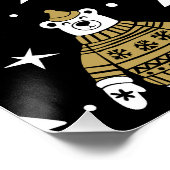 白黒メリークリスマスの雪片セット ポスター (コーナー)