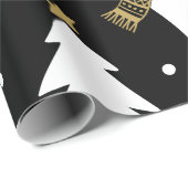 白黒メリークリスマスの雪片セット ラッピングペーパー (ロールコーナー)