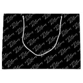 白黒メリークリスマスエレガントタイポグラフィ ラージペーパーバッグ (正面)