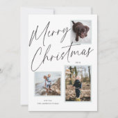 白黒メリークリスマススクリプトの写真 シーズンカード (正面)