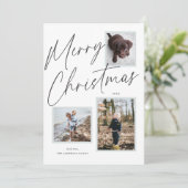 白黒メリークリスマススクリプトの写真 シーズンカード (スタンド正面)