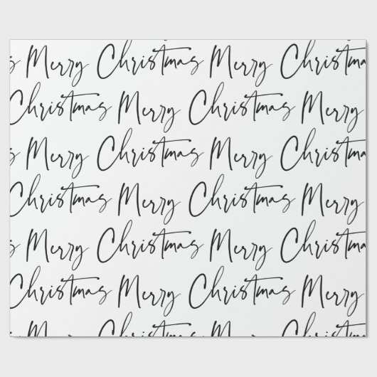 白黒メリークリスマススクリプトギフト ラッピングペーパー (フラット)