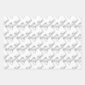 白黒メリークリスマススクリプトツリー ラッピングペーパーシート (正面)