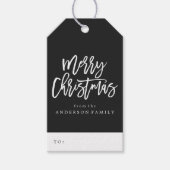 白黒メリークリスマススクリプトホリデー ギフトタグ (正面)