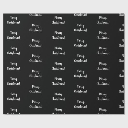 白黒メリークリスマスタイポグラフィ ラッピングペーパー (フラット)