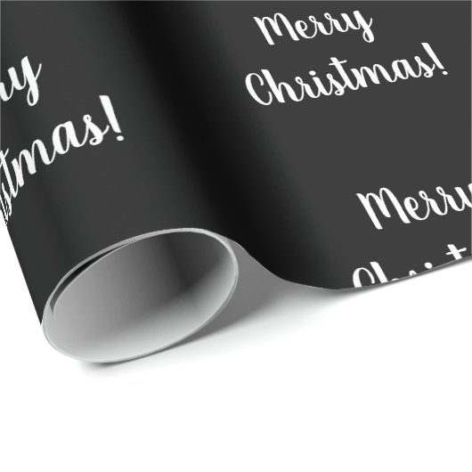 白黒メリークリスマスタイポグラフィ ラッピングペーパー (ロールコーナー)