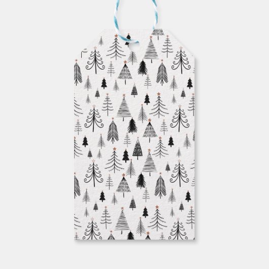 白黒メリークリスマスツリーギフトラベル ギフトタグ (裏面)