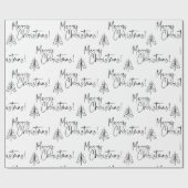 白黒メリークリスマスツリーラッピング紙 ラッピングペーパー (フラット)