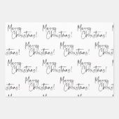 白黒メリークリスマスツリー名 ラッピングペーパーシート (正面)