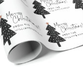 白黒メリークリスマスツリー名 ラッピングペーパー (ロールコーナー)