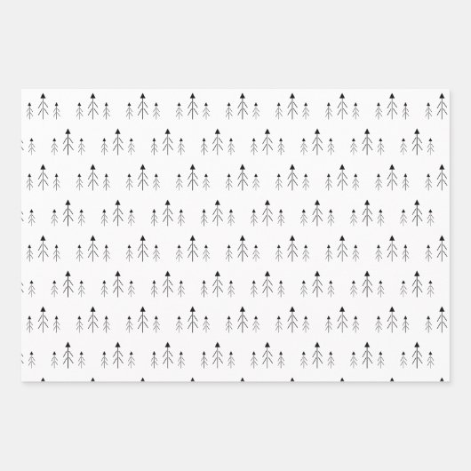 白黒メリークリスマスツリー引用文ギフト ラッピングペーパーシート (正面3)