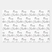 白黒メリークリスマスツリー引用文ギフト ラッピングペーパーシート (正面2)