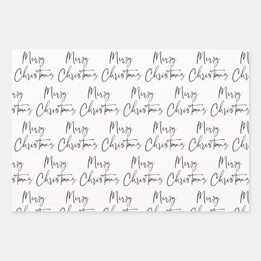 白黒メリークリスマスツリー引用文ギフト ラッピングペーパーシート (正面2)