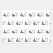 白黒メリークリスマスツリー引用文ギフト ラッピングペーパーシート (正面)