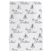 白黒メリークリスマスツリー ミディアムペーパーバッグ (裏面)