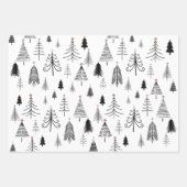 白黒メリークリスマスツリー ラッピングペーパーシート (正面3)