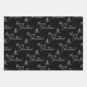 白黒メリークリスマスツリー ラッピングペーパーシート (正面)
