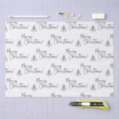 白黒メリークリスマスツリー 薄葉紙 (クラフト)