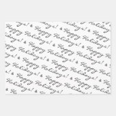 白黒メリークリスマスハッピーホリデー ラッピングペーパーシート (正面3)