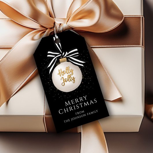 白黒メリークリスマスバウブル ギフトタグ