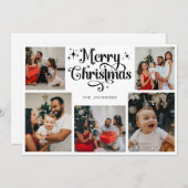 白黒メリークリスマスファミリーフォトコラージュ シーズンカード (正面/裏面)