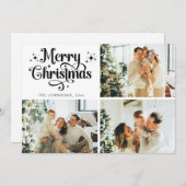 白黒メリークリスマスファミリーフォトコラージュ シーズンカード (正面/裏面)