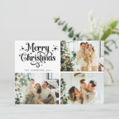 白黒メリークリスマスファミリーフォトコラージュ シーズンカード (スタンド正面)