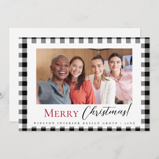 白黒メリークリスマスフォトインテリアデザイン シーズンカード (正面/裏面)