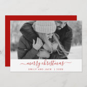 白黒メリークリスマスホリデーフォトカード シーズンカード (正面/裏面)